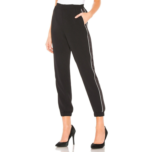 Parker Pants - Parker black pants Bermuda Combo jogger with side stripe elastic waist Sz 8